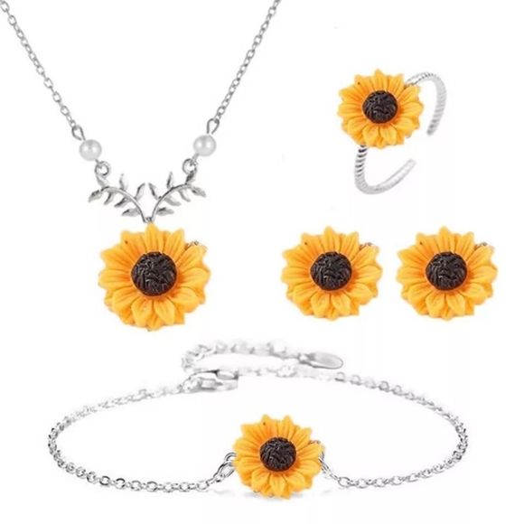 5Pcs/Set Delicate Fashion Sunflower Pendant Neckla - Picture 1 of 4